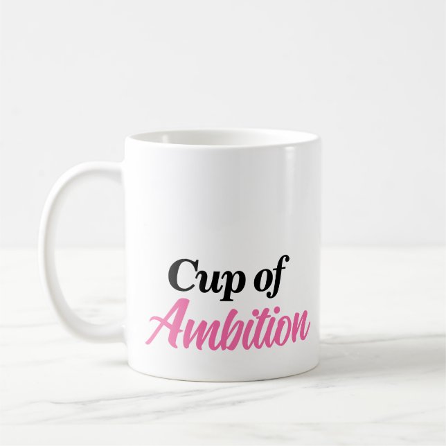 Anpassat Namn Stylish Modern Tupp av Ambition Mug Kaffemugg (Vänster)