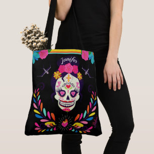 Anpassat namn Sugarskalle Day of the dead Hallowee Tygkasse
