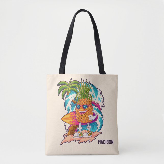 Anpassat namn Surfing Pineapple Tygkasse (Framsida)