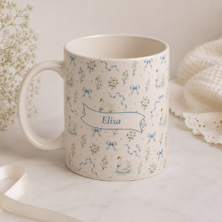 Anpassat namn Svandammen Cottagestylebåge Elegant Kaffemugg