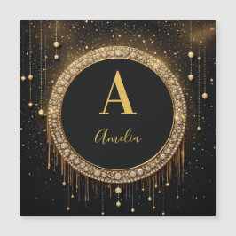Anpassat namn Svart Glitter Monogram Bokstav