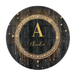 Anpassat namn Svart Glitter Monogram Bokstav