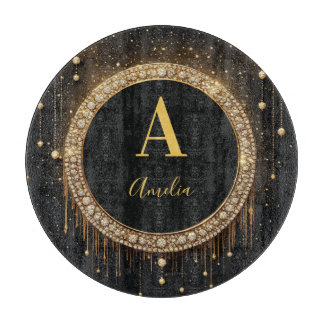 Anpassat namn Svart Glitter Monogram Bokstav
