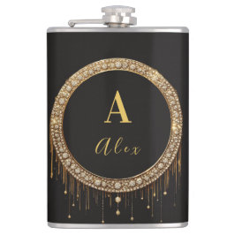 Anpassat namn Svart Glitter Monogram Bokstav Fickplunta