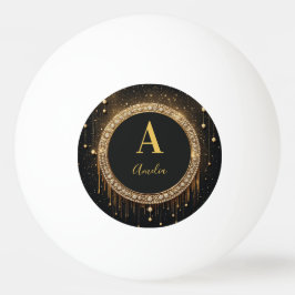Anpassat namn Svart Glitter Monogram Bokstav Pingisboll