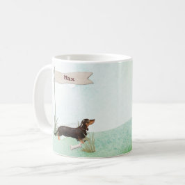 Anpassat namn Svart och Tan Dachshund Pet-Hund Kaffemugg
