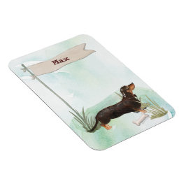 Anpassat namn Svart och Tan Dachshund Pet-Hund Magnet