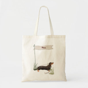 Anpassat namn Svart och Tan Dachshund Pet-Hund Tygkasse