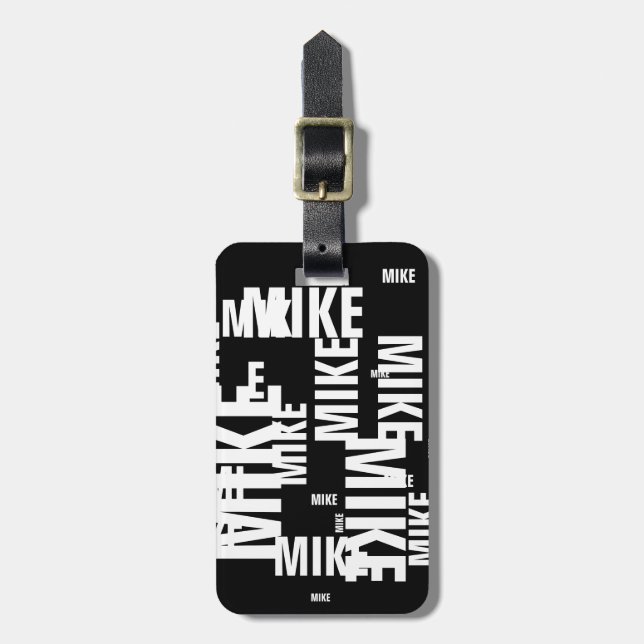 anpassat namn svart och vit typografi bagagebricka (Vertikal Framsida)