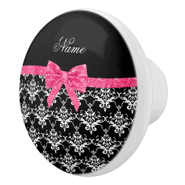 Anpassat namn Svartvit damm rosa glitter armbåg Knopp (Höger)