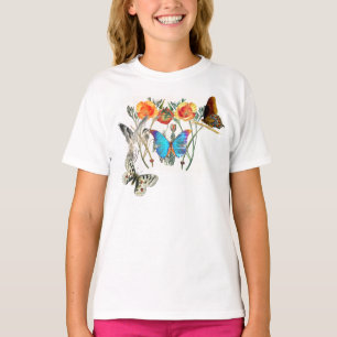 ANPASSAT NAMN T-SHIRT FOR GIRLS BUTTERFLIES & BIRD