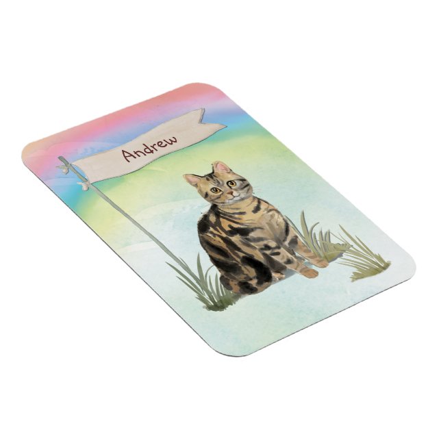 Anpassat namn Tabby katt Pet Magnet (Högersidan)