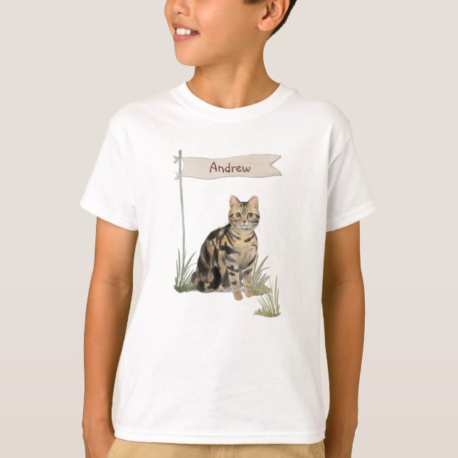 Anpassat namn Tabby katt Pet T Shirt (Framsida)