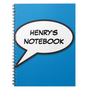 Anpassat namn Tal Bubble Retro Tecknad Bok Anteckningsbok Med Spiral