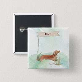 Anpassat namn Tan Dachshund Pet-Hund Knapp