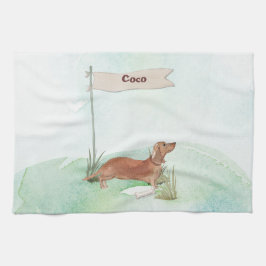 Anpassat namn Tan Dachshund Pet-Hund Kökshandduk