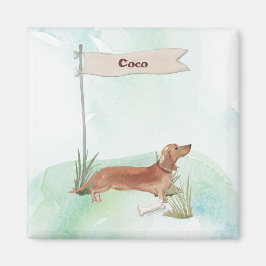Anpassat namn Tan Dachshund Pet-Hund Magnet