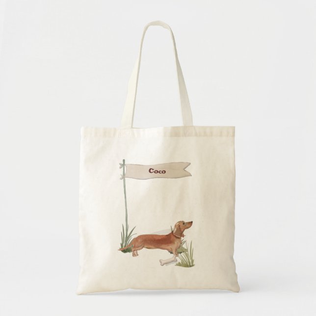 Anpassat namn Tan Dachshund Pet-Hund Tygkasse (Framsidan)