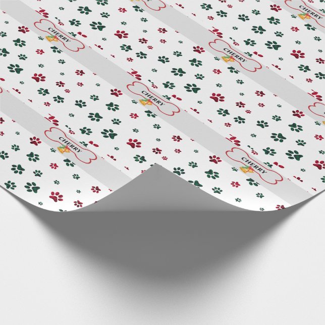 Anpassat namn, Tass avtryck och ben för Hund Presentpapper (Hörn)