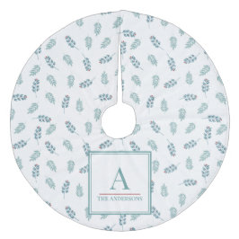 Anpassat namn Teal Mistletoe Julgran Skirt Julgransmatta Fleece