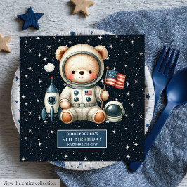 Anpassat namn Teddy Astronaut Napkins Baby Shower Pappersservett
