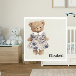 Anpassat namn Teddy Bear Flicka Bebis Badrum Pappersservett