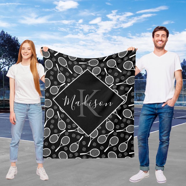 Anpassat namn Tennis Racket Fleece Blanket (Skapare uppladdad)
