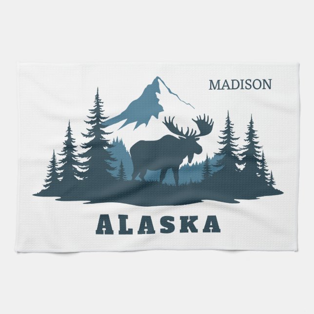 Anpassat namn & text ALASKA Kökshandduk (Horisontell)
