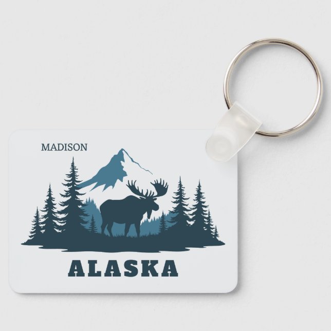 Anpassat Namn & Text ALASKA Nyckelring (Framsida)