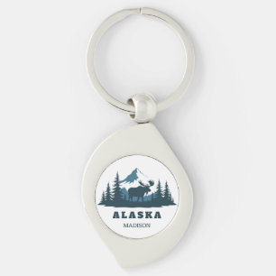 Anpassat namn & text ALASKA Swirl Silverfärgad Nyckelring