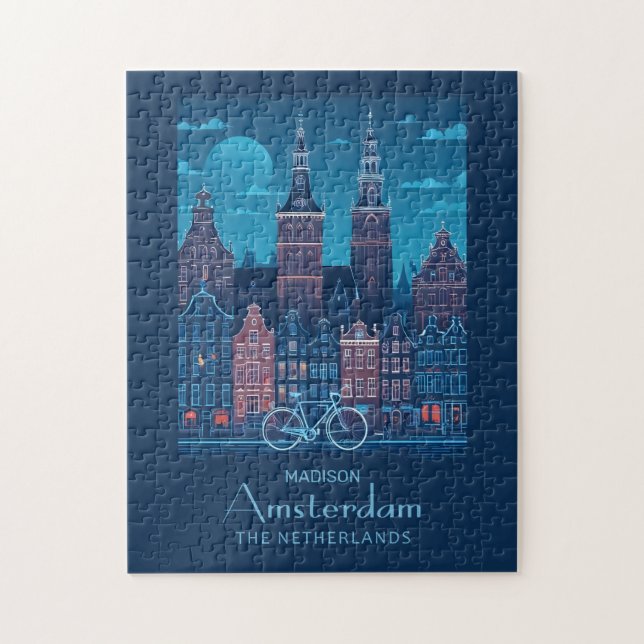 Anpassat namn/text Amsterdam Pussel (Vertikal)