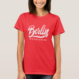 Anpassat namn / text Berlin Tyskland Koordinater T Shirt