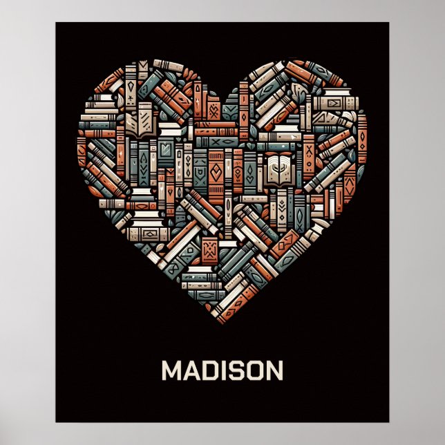 Anpassat namn/Text Bok Älskare Poster (Framsidan)