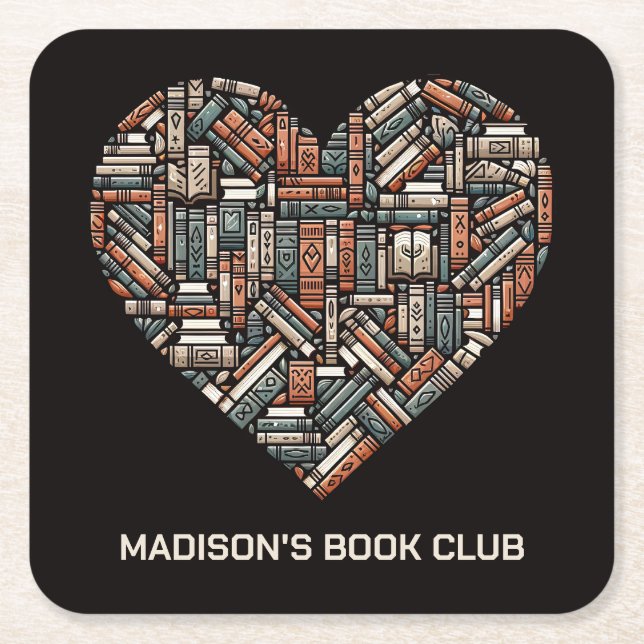 Anpassat namn/Text Bok Älskare Underlägg Papper Kvadrat (Framsidan)