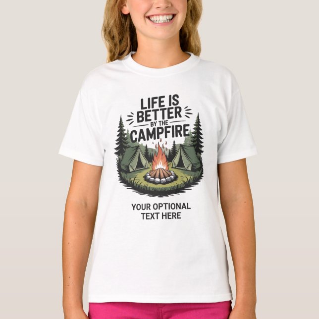 Anpassat Namn & Text Camping T Shirt (Framsida)