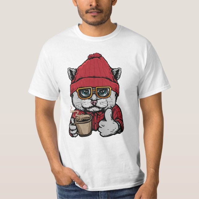 Anpassat namn/text Cute Coffee Cat T Shirt (Framsida)