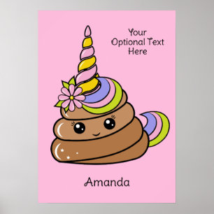 Anpassat Namn & Text Enhörningsbajs Poster