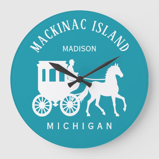 Anpassat Namn, Text & Färg Mackinac Island Stor Klocka (Framsida)