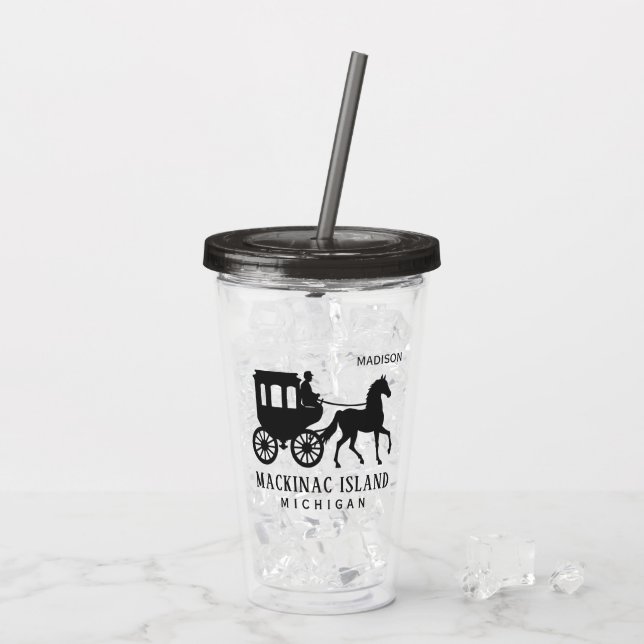 Anpassat Namn, Text & Färg Mackinac Island Take Away Mugg (Baksida Ice)