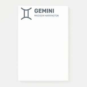 Anpassat namn/text & Färg Zodiac-tecken Gemini Post-it Block
