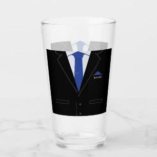 Anpassat namn Text Glass Business Black Kostym och Glaskopp