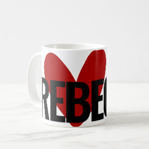 Anpassat namn Text Huge Red Heart Simple Rebecca Kaffemugg
