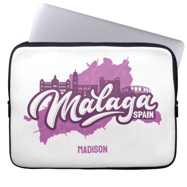 Anpassat namn/text Malaga Spanien Laptop Fodral (Framsidan)