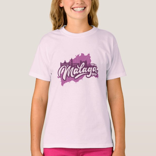 Anpassat namn/text Malaga Spanien T Shirt (Framsida)