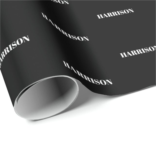 Anpassat namn Text monogram mönster Birthday Gift Presentpapper (Rullad Hörn)