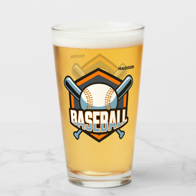 Anpassat namn, text och Färg baseball Glaskopp (Baksida fylld)