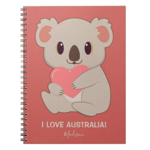 Anpassat namn, text och Färg Kärlek Koala Anteckningsbok