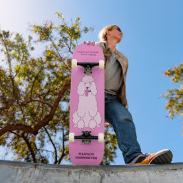 Anpassat namn, text och Färg Rosa Pudel Mini Skateboard Bräda 18,5 Cm