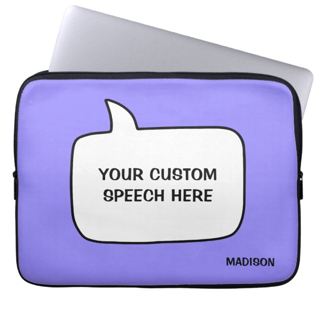 Anpassat namn, text och Tal-bubblor i Färg Laptop Fodral (Framsidan)
