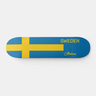 Anpassat namn & text Svensk flagga Mini Skateboard Bräda 18,5 Cm